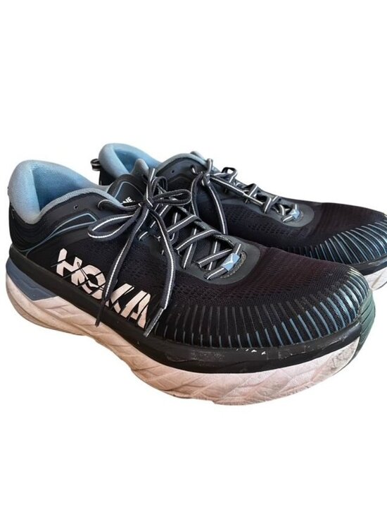 Hoka One One Bondi 7 Wide Running Shoes Black and Blue Size 13 2E main image 4